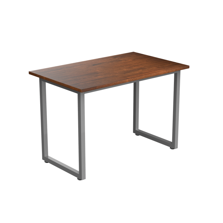 Desky Fixed Office Side Table Walnut Rubberwood Grey - Desky