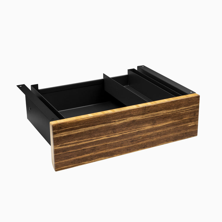 Desky Minimal Under Desk Drawer - Tiger Bamboo Black Frame