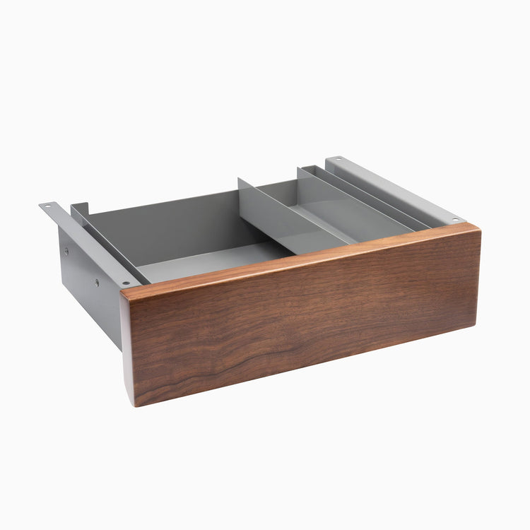 Desky Minimal Under Desk Drawer - Walnut Hardwood Grey Frame