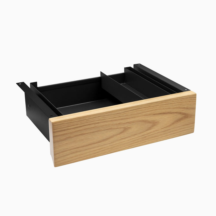 Desky Minimal Under Desk Drawer - White Oak Hardwood Black Frame