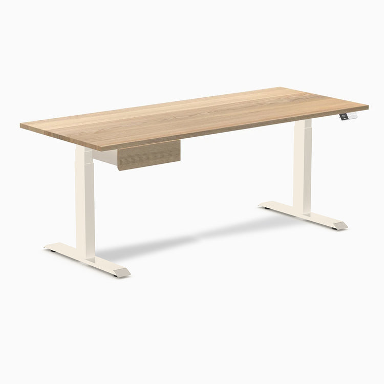 Desky Dual Hardwood Standing Desk With Drawer