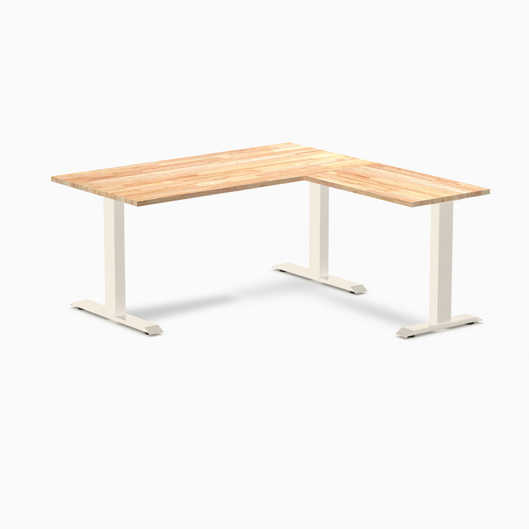 Desky Zero Rubberwood L-Shape Office Desk