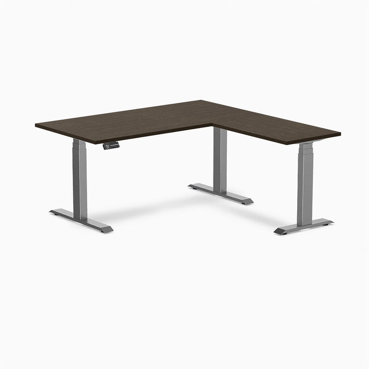 Desky Bamboo L-Shape Sit Stand Desk-L Shape Desks-Desky-Dark Bamboo-1500x750x1550x500mm-Space Grey-DeskyÌâå¨ Australia