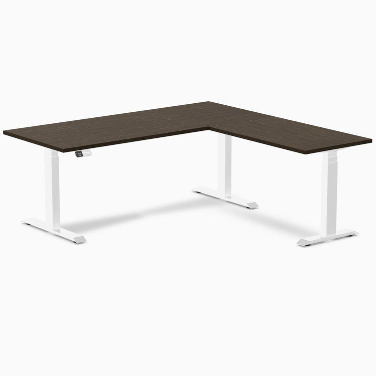 Desky Bamboo L-Shape Sit Stand Desk-L Shape Desks-Desky-Dark Bamboo-1800x750x1750x600mm-White-DeskyÌâå¨ Australia