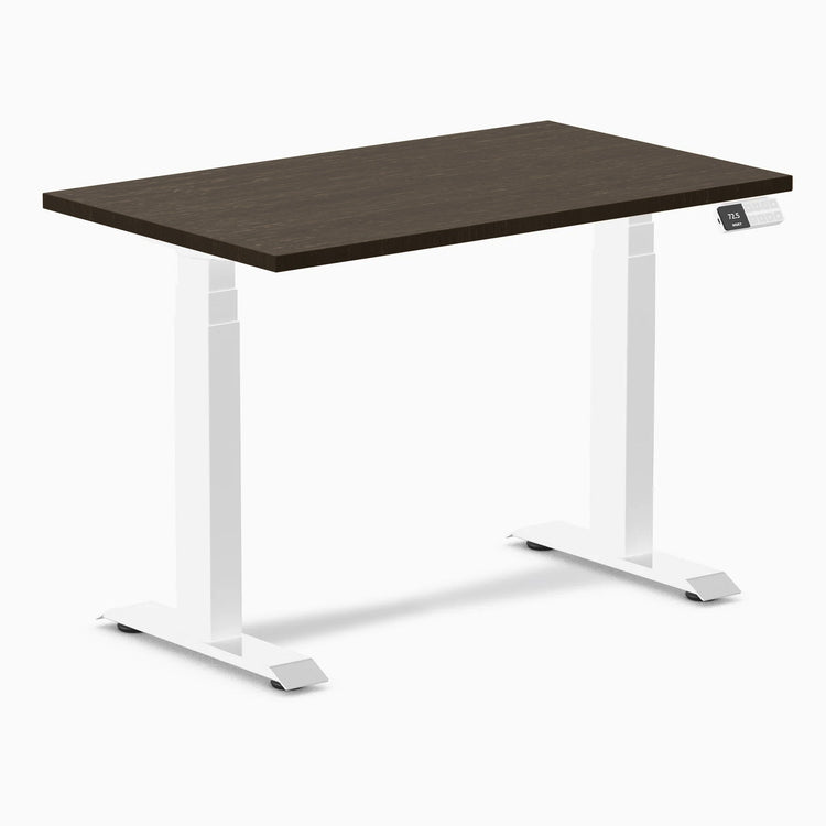 Desky Dual Mini Bamboo Sit Stand Desk-Dual Desks-Desky-Dark Bamboo-1000x600mm-White-Desky® Australia