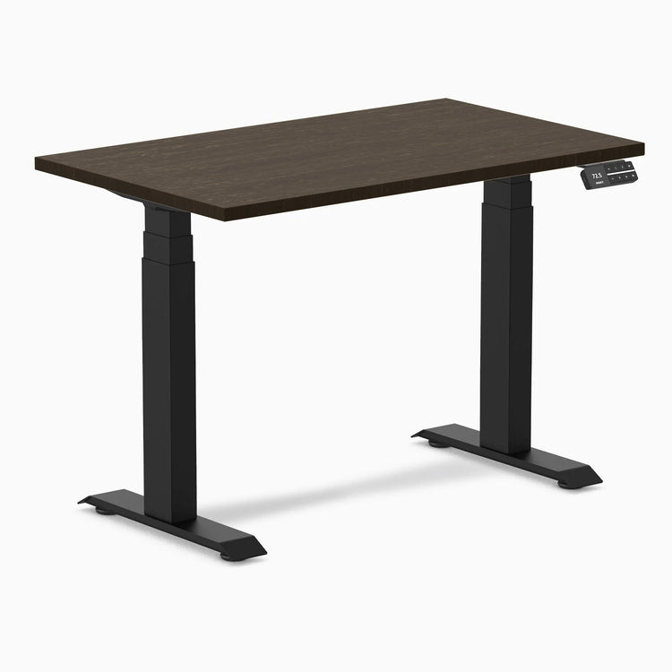 Desky Dual Mini Bamboo Sit Stand Desk-Dual Desks-Desky-Dark Bamboo-1000x600mm-Matte Black-Desky® Australia