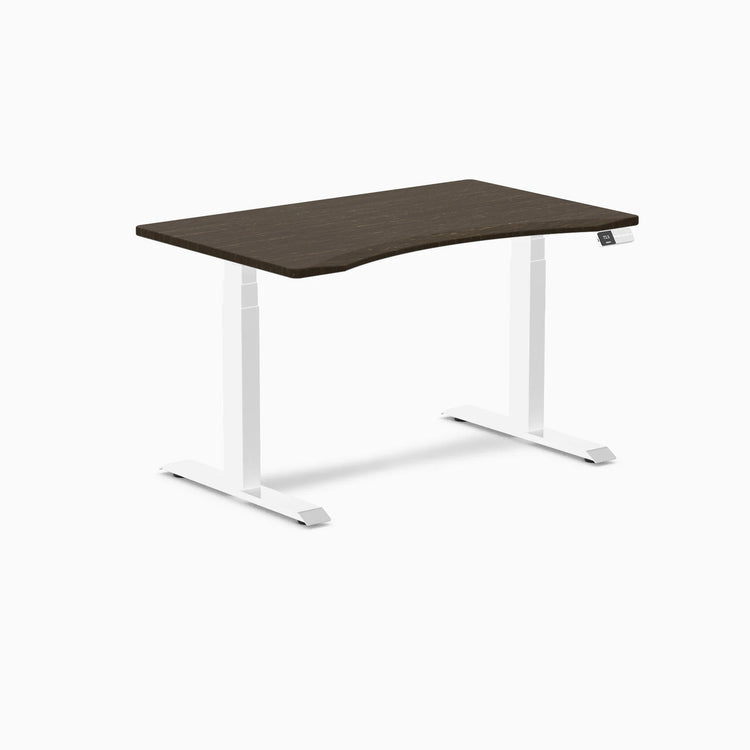 Desky Dual Ergo Edge Sit Stand Desk-Dual Desks-Desky-Dark Bamboo-1200x750mm-White-DeskyÌâå¨ Australia