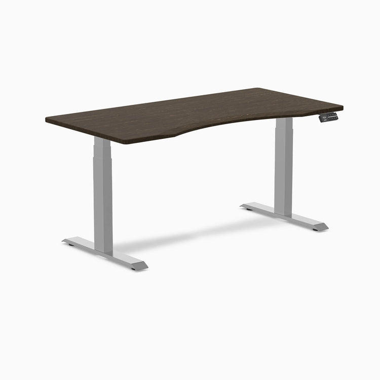 Desky Dual Ergo Edge Sit Stand Desk-Dual Desks-Desky-Dark Bamboo-1500x750mm-Grey-DeskyÌâå¨ Australia