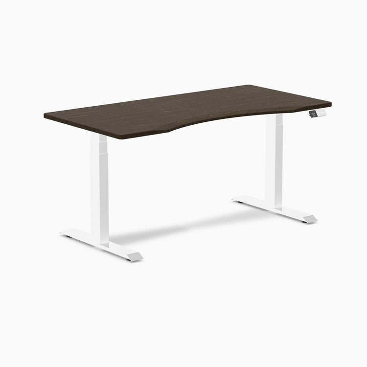 Desky Dual Ergo Edge Sit Stand Desk-Dual Desks-Desky-Dark Bamboo-1500x750mm-White-DeskyÌâå¨ Australia