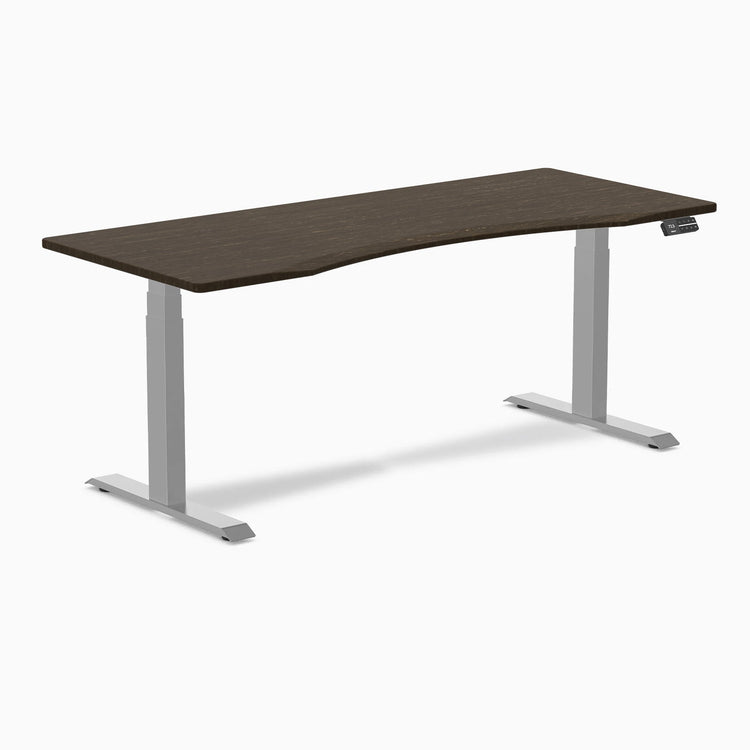 Desky Dual Ergo Edge Sit Stand Desk-Dual Desks-Desky-Dark Bamboo-1800x750mm-Grey-DeskyÌâå¨ Australia