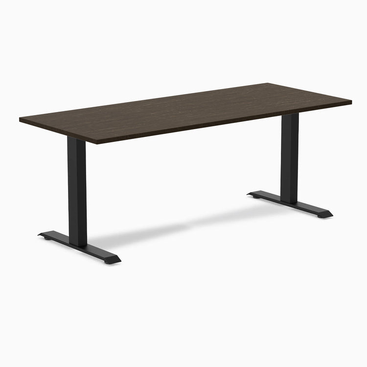 Desky Zero Bamboo Office Desk-Desks-Desky-Dark Bamboo-1800x750mm-Matte Black-Desky® Australia