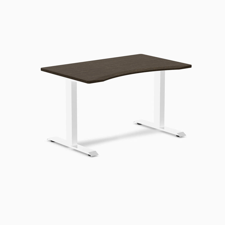 Desky Zero Ergo Edge Office Desk-Desks-Desky-Dark Bamboo-1200x750mm-White-Desky® Australia