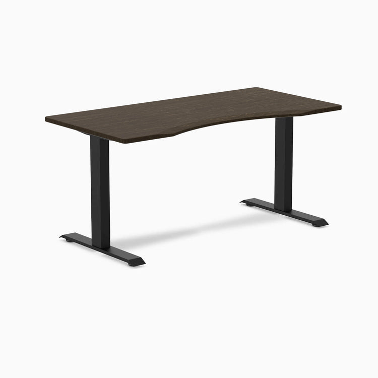 Desky Zero Ergo Edge Office Desk-Desks-Desky-Dark Bamboo-1500x750mm-Matte Black-Desky® Australia