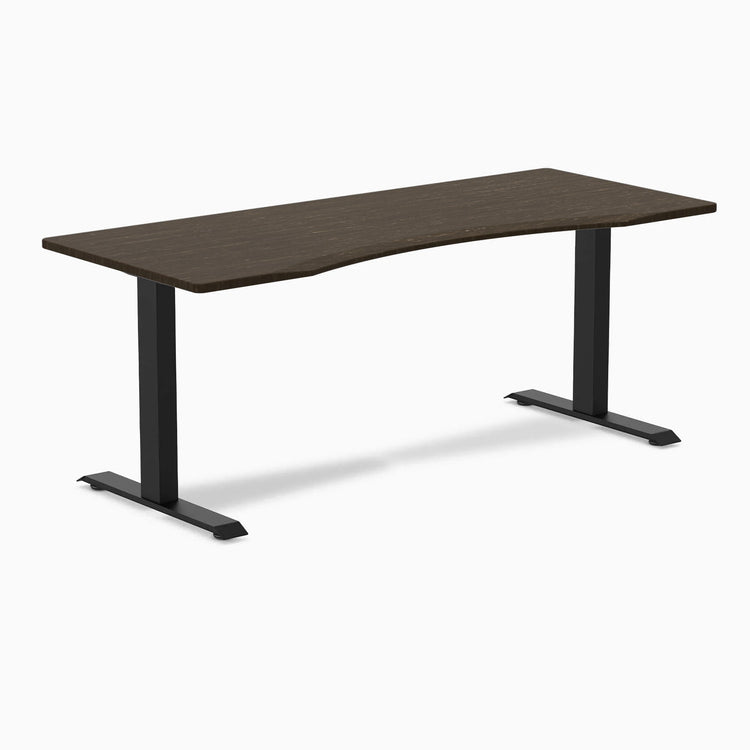 Desky Zero Ergo Edge Office Desk-Desks-Desky-Dark Bamboo-1800x750mm-Matte Black-Desky® Australia
