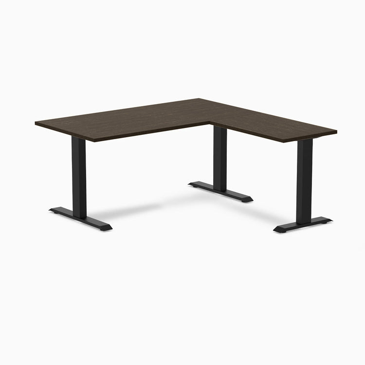 Desky Zero Bamboo L-Shape Office Desk-Desks-Desky-Dark Bamboo-1500x750x1550x500mm-Matte Black-Desky® Australia