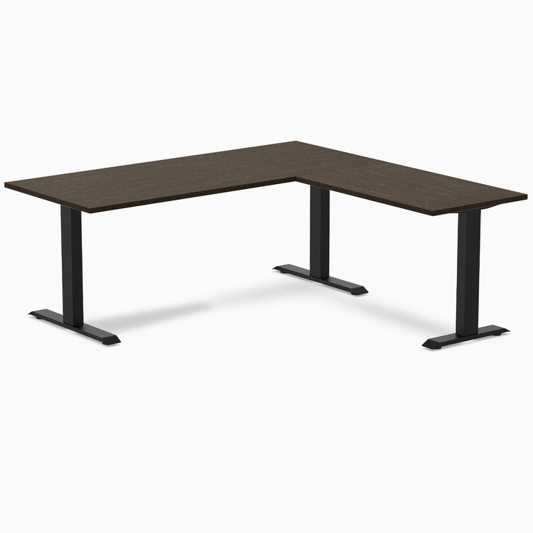 Desky Zero Bamboo L-Shape Office Desk-Desks-Desky-Dark Bamboo-1800x750x1750x600mm-Matte Black-Desky® Australia