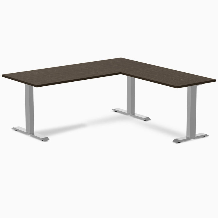 Desky Zero Bamboo L-Shape Office Desk-Desks-Desky-Dark Bamboo-1800x750x1750x600mm-Grey-Desky® Australia