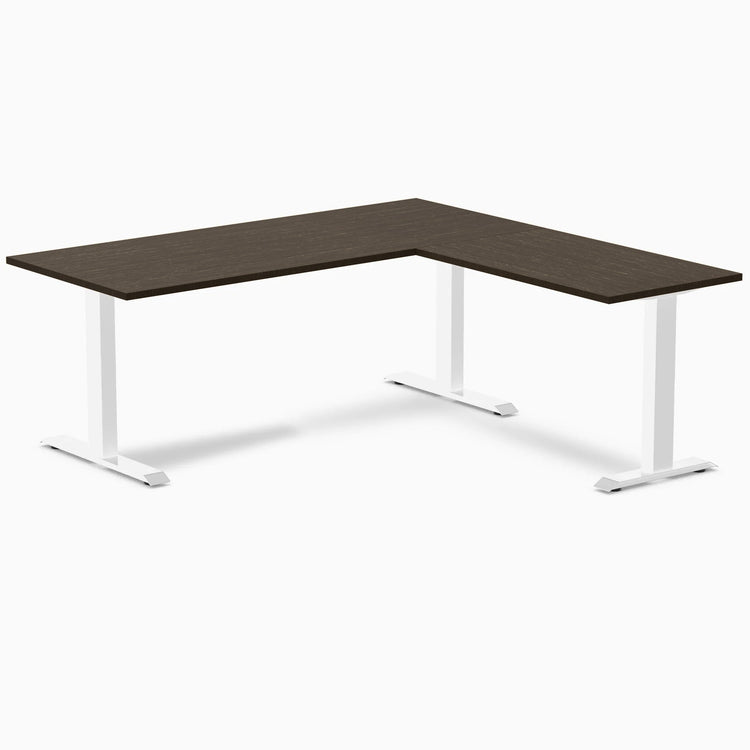 Desky Zero Bamboo L-Shape Office Desk-Desks-Desky-Dark Bamboo-1800x750x1750x600mm-White-Desky® Australia