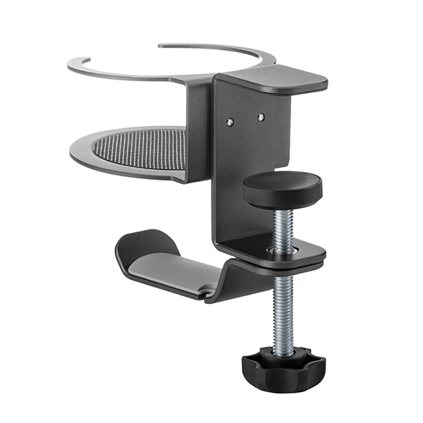 Desky Drink & Headphone Holder in black