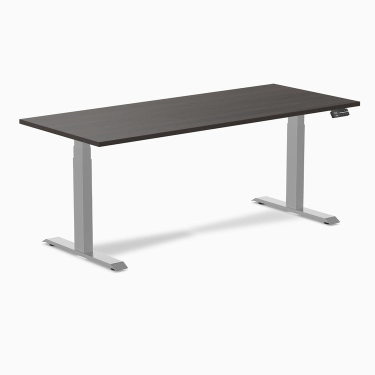 Desky Dual Melamine Sit Stand Desk-Dual Desks-Desky-Burnished Wood-1800x750mm-Grey-DeskyÌâå¨ Australia