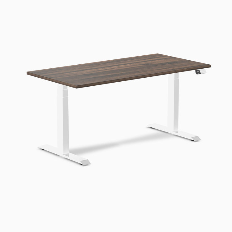 Electric Dual melamine sit stand desk jarrah desktop - Desky