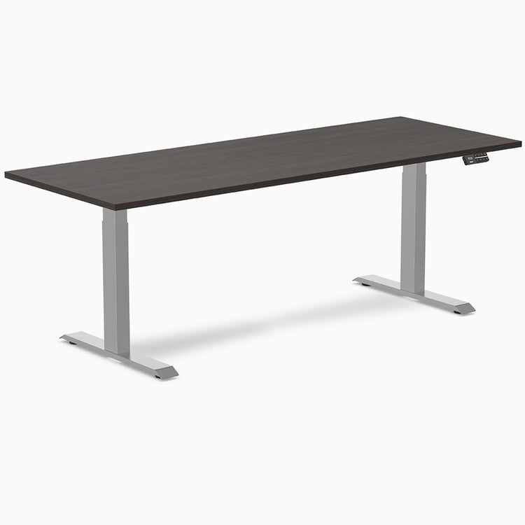 Desky Dual Melamine Sit Stand Desk-Dual Desks-Desky-Burnished Wood-2000x750mm-Grey-DeskyÌâå¨ Australia
