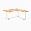 Desky Hardwood L-Shape Sit Stand Desk-L Shape Desks-Desky-White Oak-1500x750x1550x500mm-White-Desky® Australia