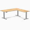 Desky Hardwood L-Shape Sit Stand Desk-L Shape Desks-Desky-White Oak-1800x750x1750x600mm-Space Grey-Desky® Australia
