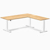 Desky Hardwood L-Shape Sit Stand Desk-L Shape Desks-Desky-White Oak-1800x750x1750x600mm-White-Desky® Australia