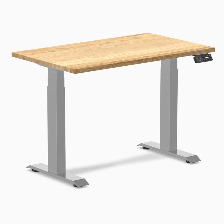 Desky Dual Mini Hardwood Sit Stand Desk-Dual Desks-Desky-White Oak-1000x600mm-Grey-Desky® Australia