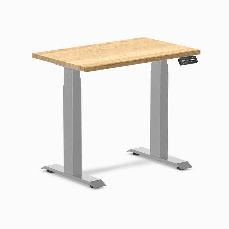 Desky Dual Mini Hardwood Sit Stand Desk-Dual Desks-Desky-White Oak-800x500mm-Grey-DeskyÌâå¨ Australia