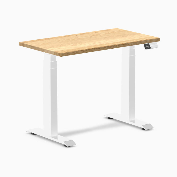 Desky Dual Mini Hardwood Sit Stand Desk-Dual Desks-Desky-White Oak-900x500mm-White-DeskyÌâå¨ Australia