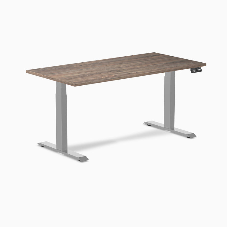 Desky Dual Melamine Sit Stand Desk-Dual Desks-Desky-Natural Walnut-1500x750mm-Grey-DeskyÌâå¨ Australia