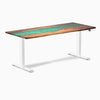 Electric resin hardwood sit stand desk Natural Walnut Emerald river - Desky