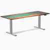 Electric resin hardwood sit stand desk Natural Walnut Emerald river - Desky