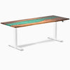 Electric resin hardwood sit stand desk Natural Walnut Emerald river - Desky