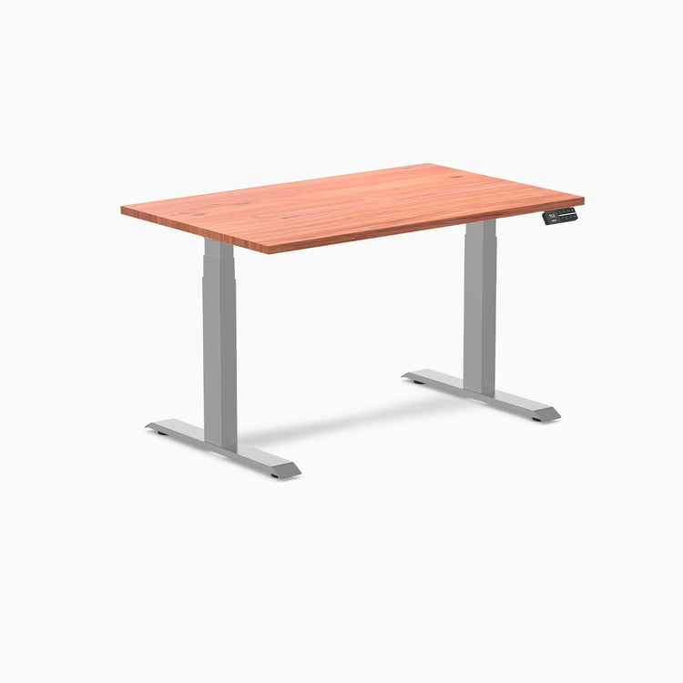 Electric dual softwood sit stand desk Red cedar - Desky