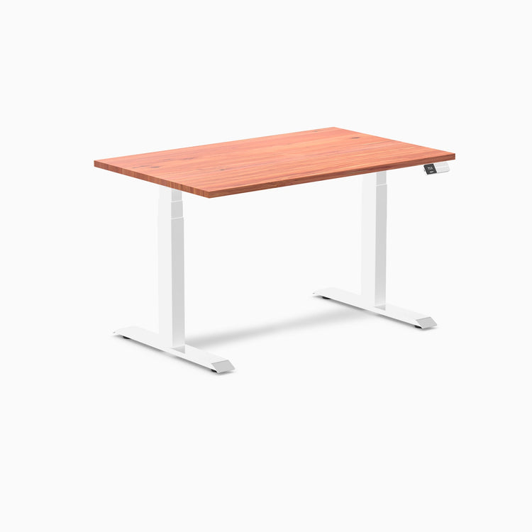 Electric dual softwood sit stand desk Red cedar - Desky