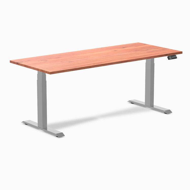 Electric dual softwood sit stand desk Red cedar - Desky