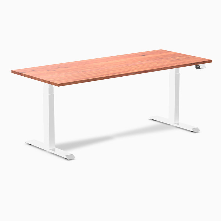 Electric dual softwood sit stand desk Red cedar - Desky