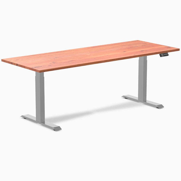 Electric dual softwood sit stand desk Red cedar - Desky