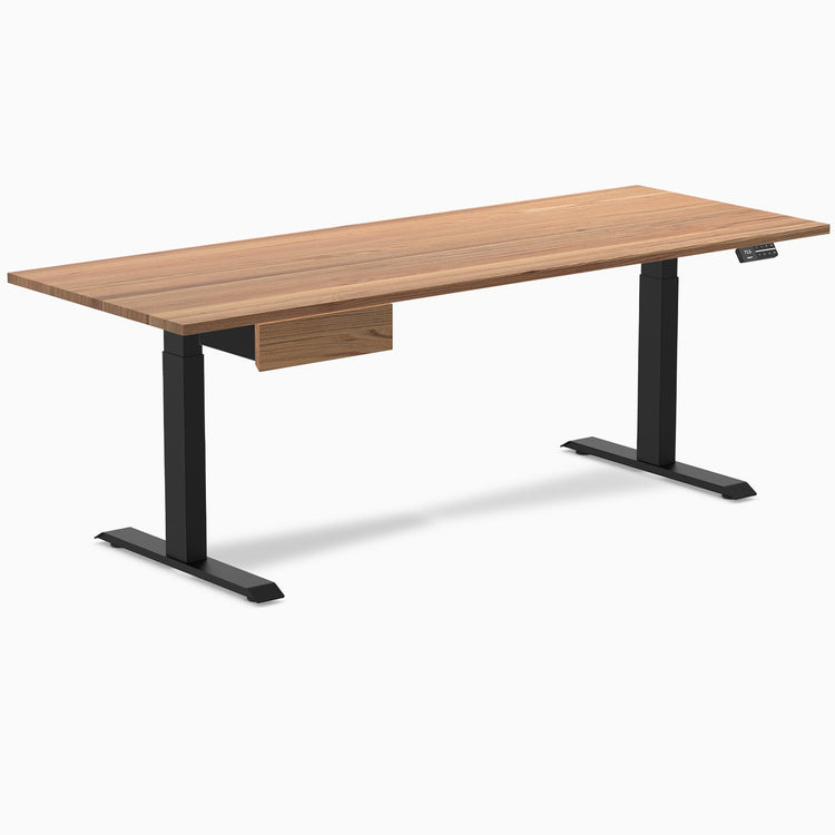 Electric dual standing desk hardwood with drawer Red oak - Desky