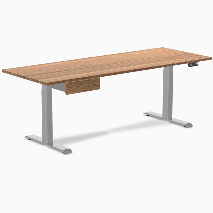 Electric dual standing desk hardwood with drawer Red oak - Desky