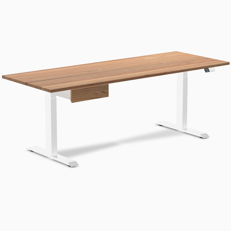 Electric dual standing desk hardwood with drawer Red oak - Desky