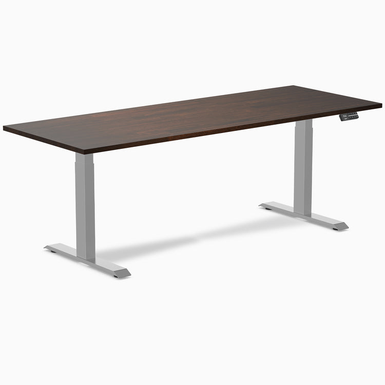 Desky dual rubber wood standing desk in dark walnut 2000mm