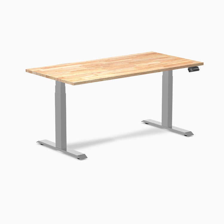 Desky dual rubber wood standing desk in natural timbre 1500mm