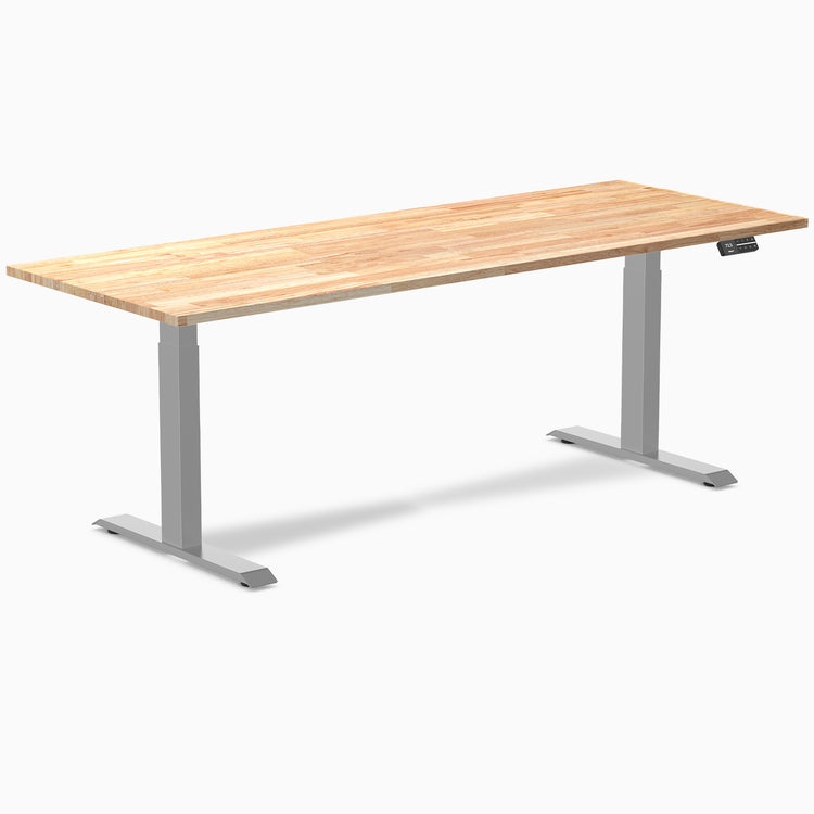 Desky dual rubber wood standing desk in natural timbre 2000mm