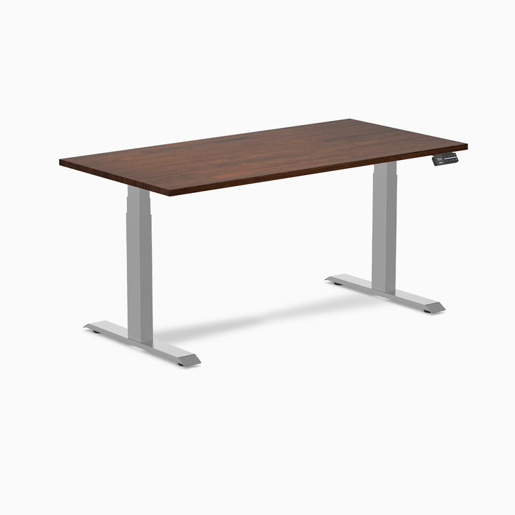 Electric Dual Rubberwood Sit Stand Desk red walnut - Desky