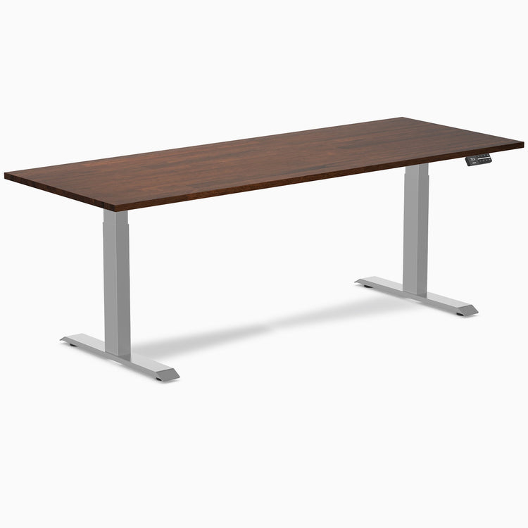 Electric Dual Rubberwood Sit Stand Desk red walnut - Desky