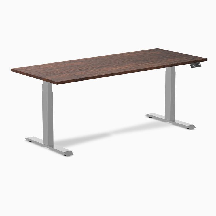 Electric dual softwood sit stand desk Rustic pine - Desky